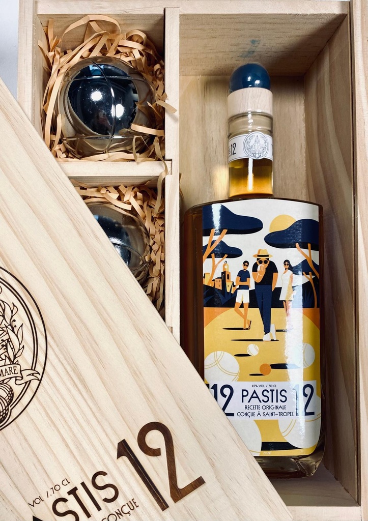 Pastis 12/12 Coffret Pétanque 12,50° 70cl