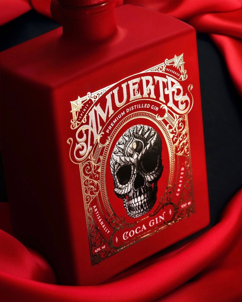 Amuerte Coca Leaf Gin Red Edition Box Glazen 43° 70cl
