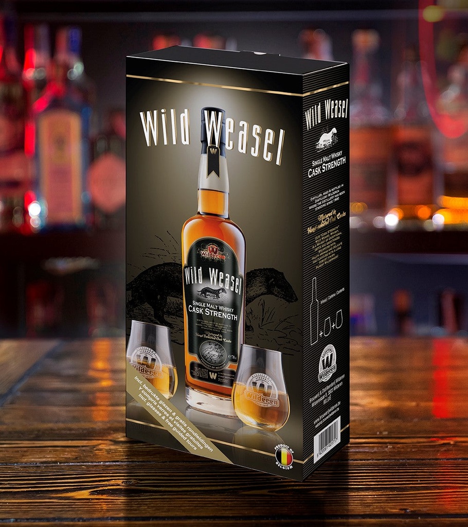 [001329] Wild Weasel - Finest Blend Single Malt Box met 2 glazen