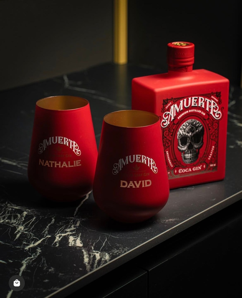 [001069] Amuerte Coca Leaf Gin Red Edition Box Glazen 43° 70cl