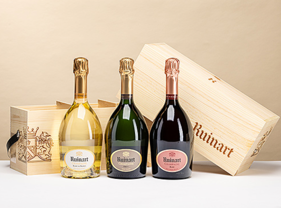 Ruinart Trio - Blanc de Blancs & R de Ruinart & Rosé - Brut - 3*75cl Houten kist 